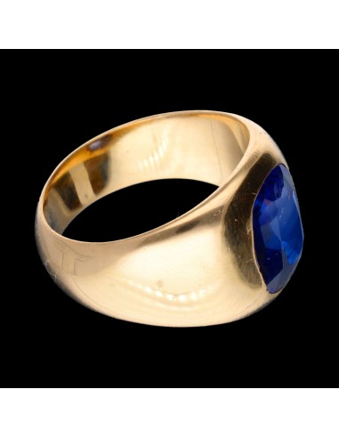Anillo de oro amarillo con zafiro...