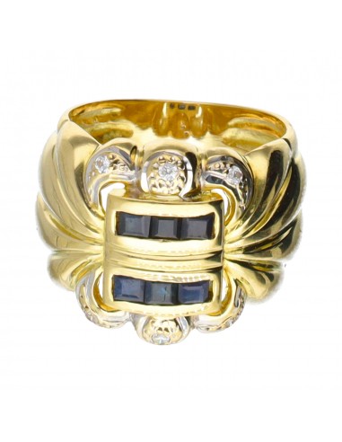 Anillo de oro 18 kl con zafiro y...